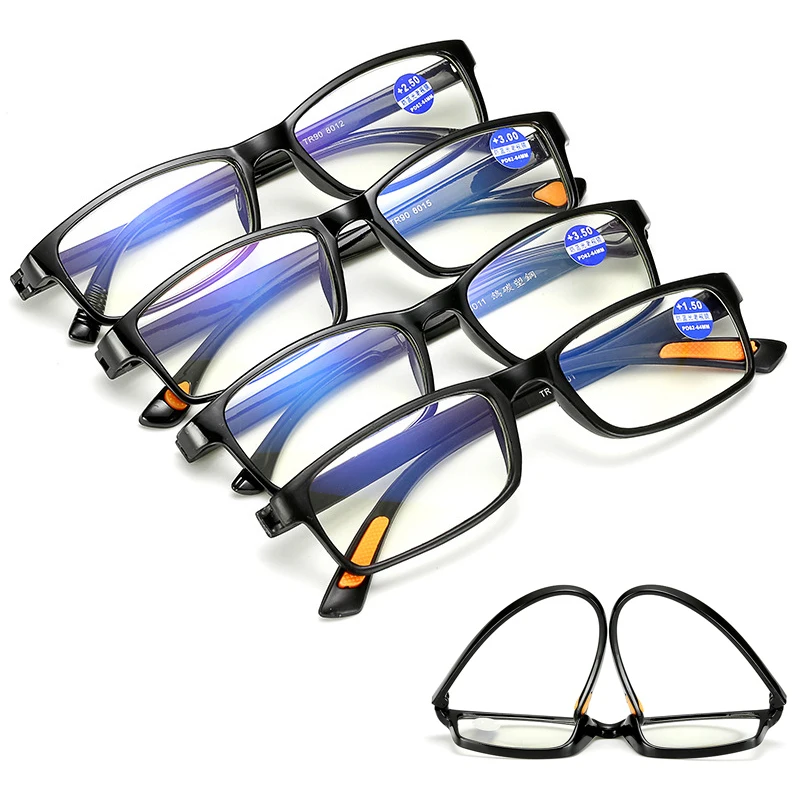 

Очки для чтения TR90 с защитой от синего света, ульсветильник сверхпрочные ретро очки для дальнозоркости с диоптриями + 1,0 + 1,5 + 2,0 + 2,5 + 3,0 3,5 4,0
