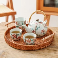 japanese style tea set hand painted ceramic 5 piece teaset garden style teapot and teacup set office travel teaware good gifts
