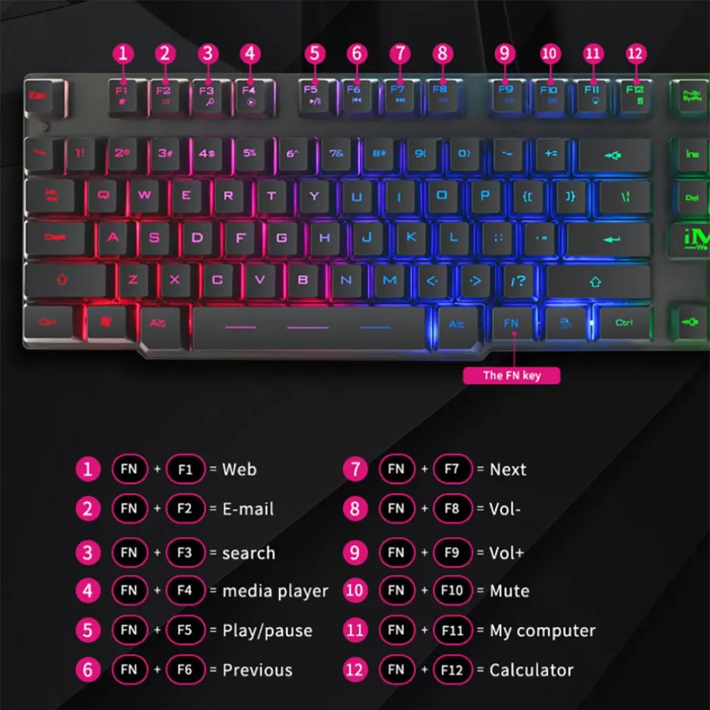 Игровая клавиатура iMice 104 Keycaps механическая с RGB подсветкой игровая наклейкой RU