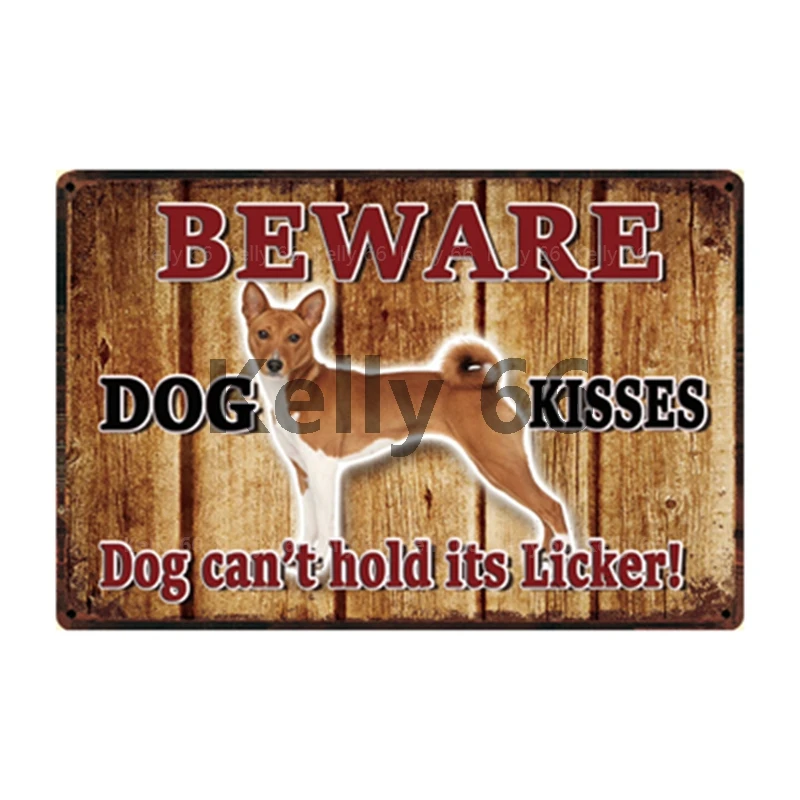[Kelly66] Остерегайтесь поцелуев Хаски лабрадор дальмация Такса металлический знак