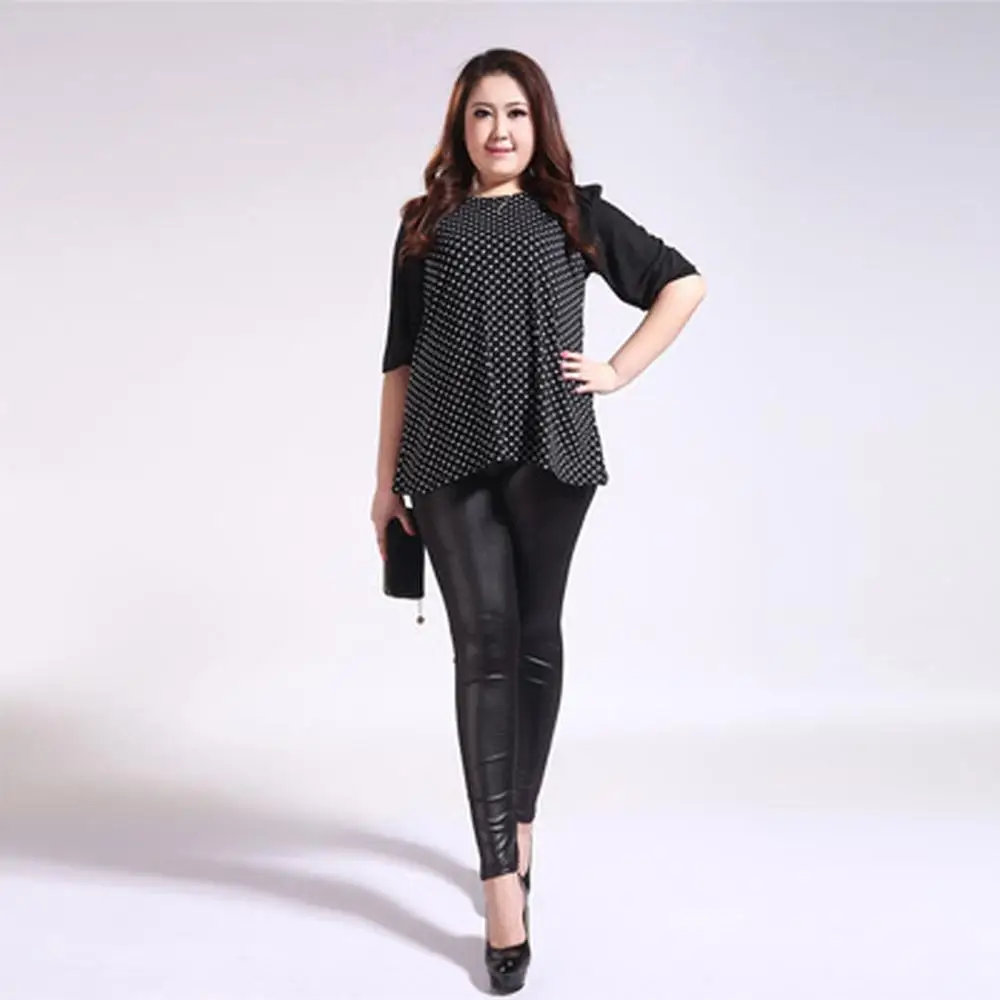 Женские кожаные леггинсы размера плюс на осень и зиму штаны-карандаш с эффектом