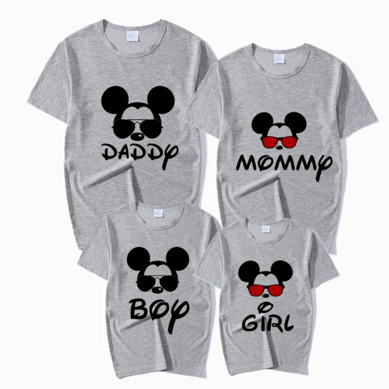 Семейные футболки с зеркальной мышкой одинаковые комплекты принтом мыши