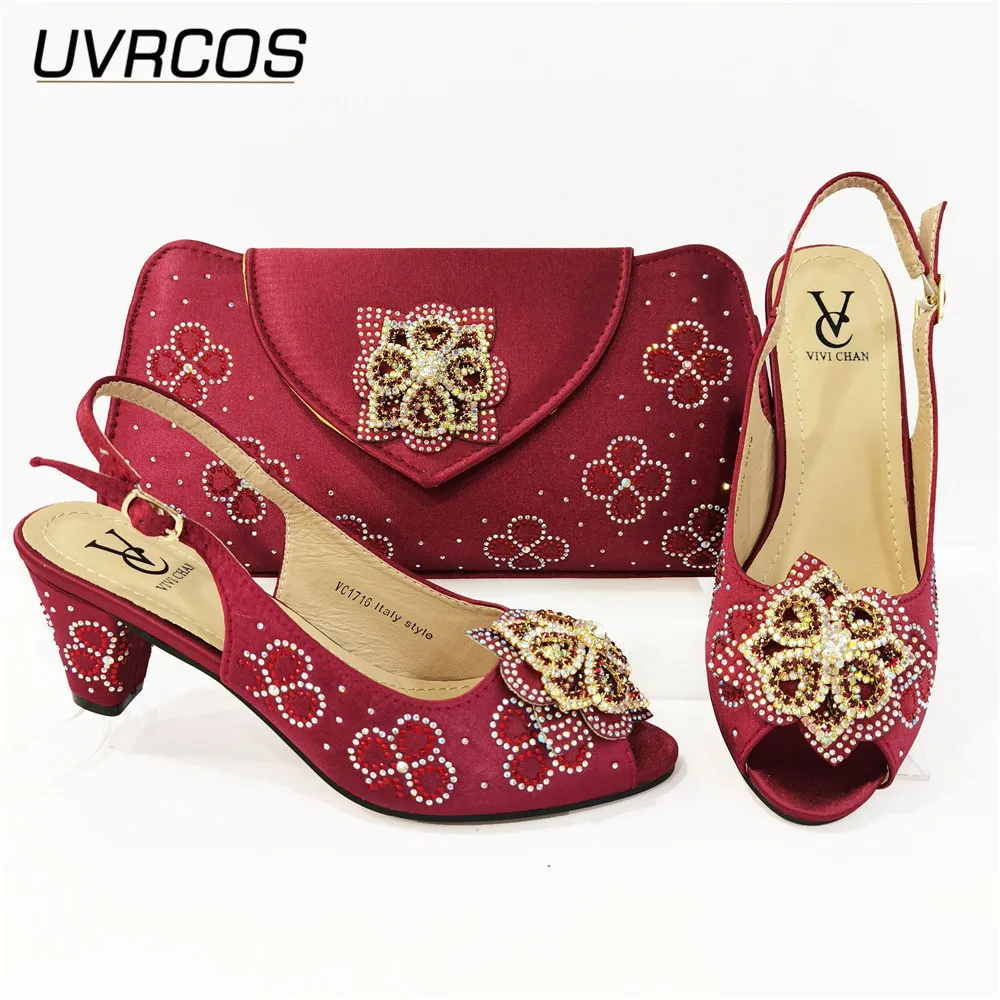

Elegant Ladies Summer Good Quality Italian Design Women Shoes with Matching Bag for Evening Party Ladies Sexy High Heels