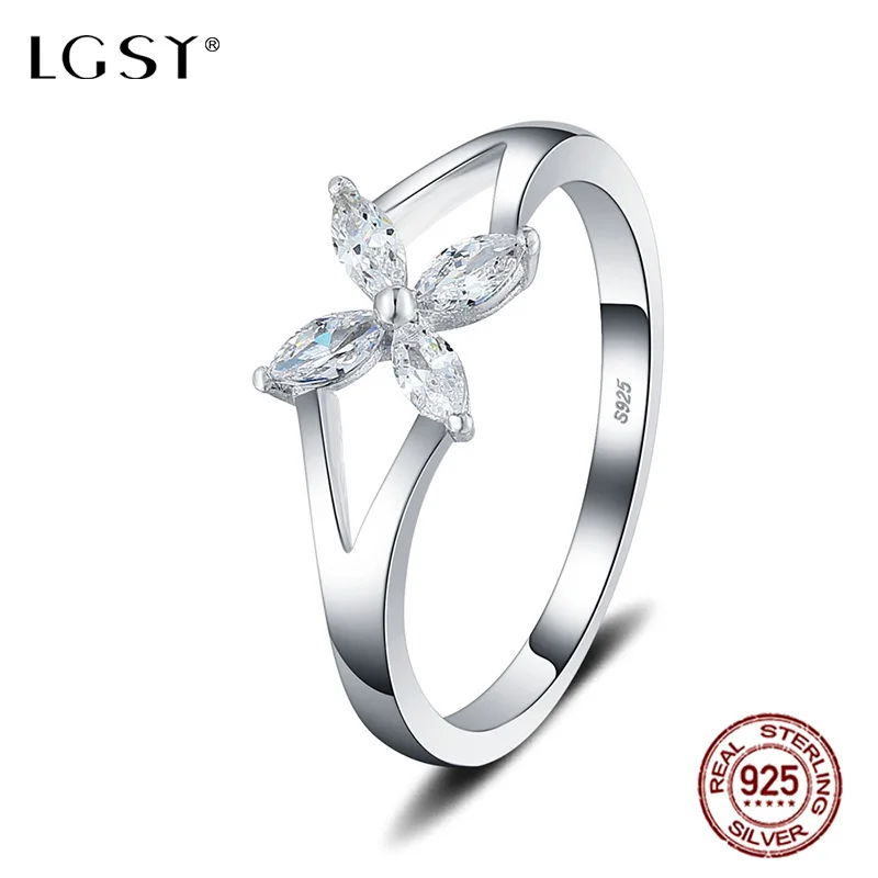 

LGSY DR1064 925 Sterling Silver Rings Sapphire Fine Jewelry Round Rings Female Finger Rings Wholesale Blue Crystal Jewelry