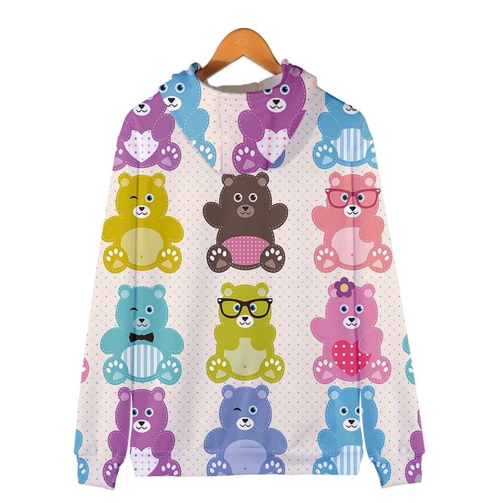 

Men's Women's Teddy Bear Pattern Zipper Hooded Jacket Long Sleeve Sweatshirt Hip Hop Streetwear 3D Casual Zipper Thick