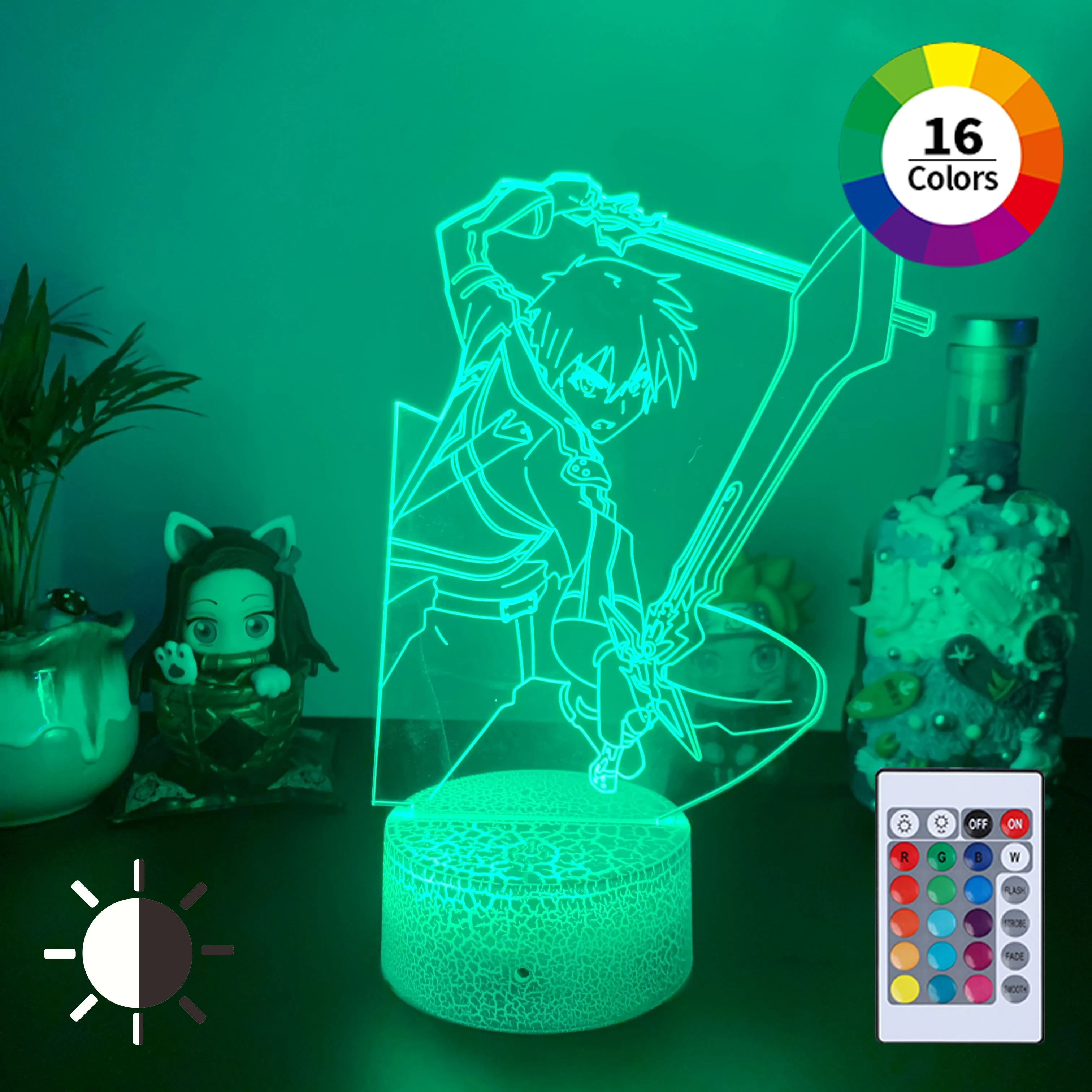 

3D светильник Kirigaya меч Kazuto Art, подарок на день рождения, светодиодный ночсветильник с дистанционным управлением, постепенное изменение