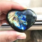 Хрустальный Лабрадорит в форме сердца, натуральный лунный камень, необработанный камень, кулон в форме сердца, голубой лунный камень