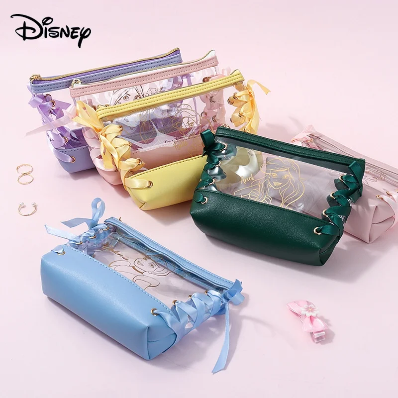 Disney Transparent Cosmetic Bag Female Small Hand Portable Large Capacity Travel Waterproof Wash Bag Storage Makeup Packet