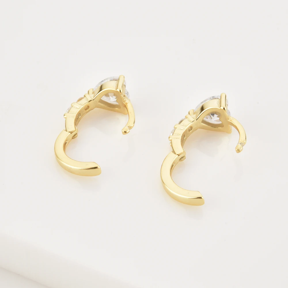 

ANDYWEN 925 Sterling Silver Gold Heart Zircon CZ Hoops Piercing Pendientes Clips Women 2021 Women Fine Jewelry Gift