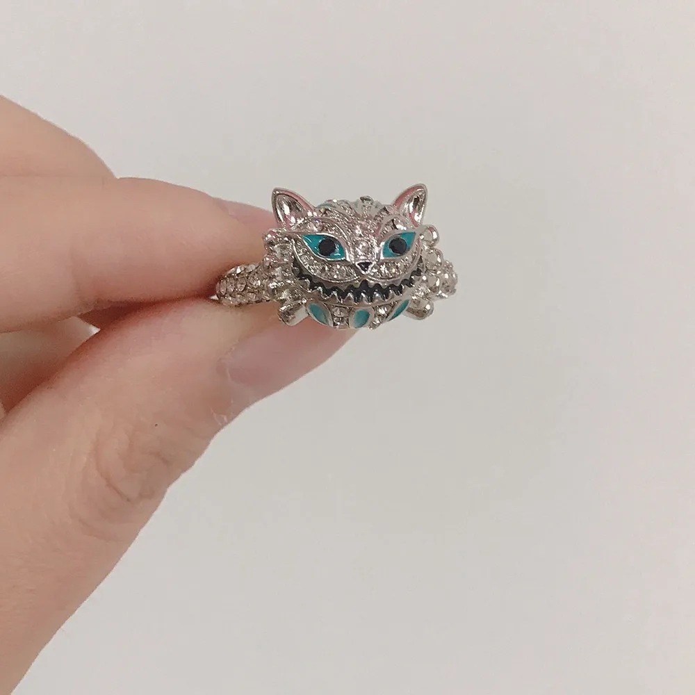 Женское двухцветное кольцо в стиле панк FFLACELL с синим черепом стразы форме капель