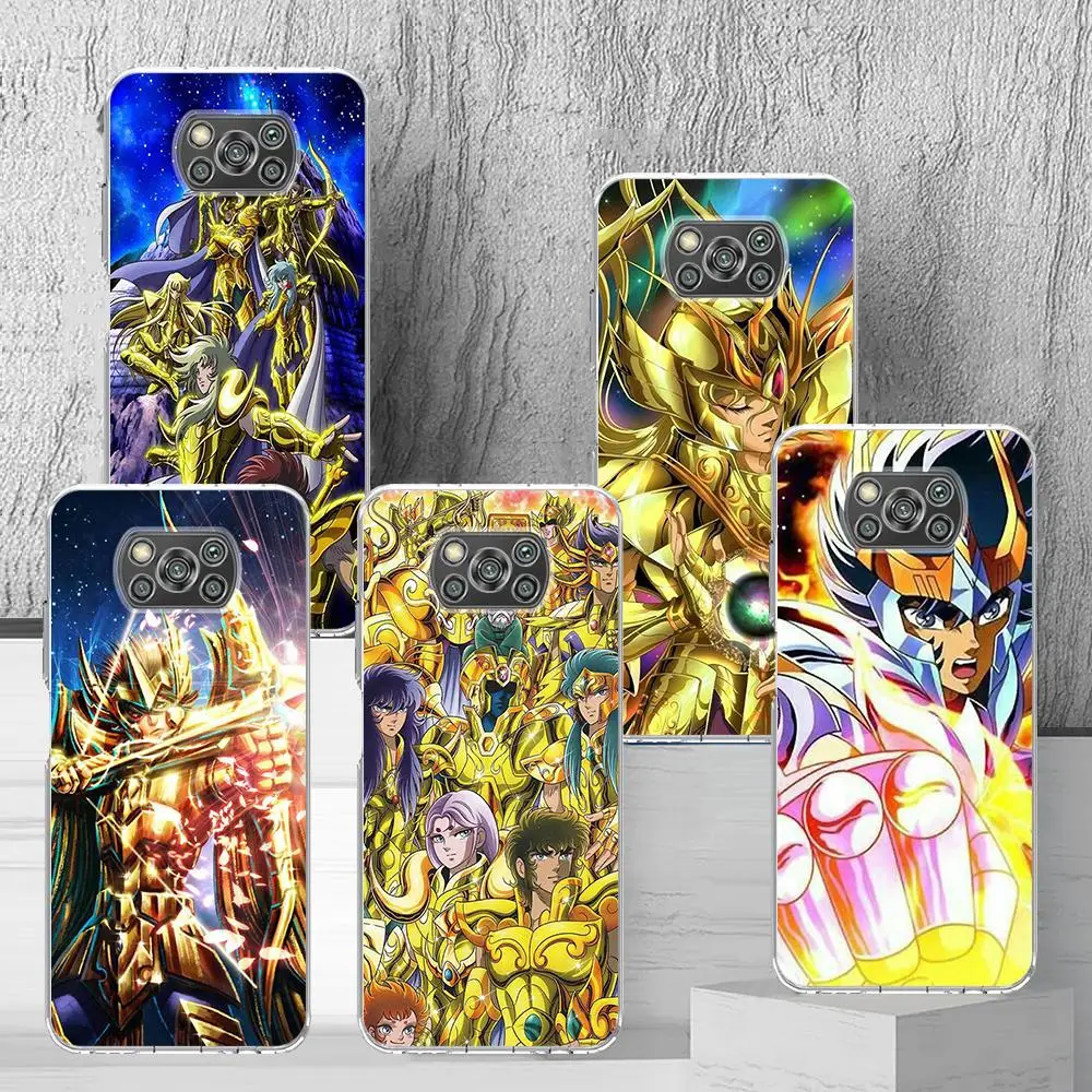 

Saint Seiya Knights Case for Xiaomi Poco X3 NFC M3 Pocophone F1 F2 F3 M2 Pro Transparent Casing Mi 11 Lite 9T Note 10 Soft Cover