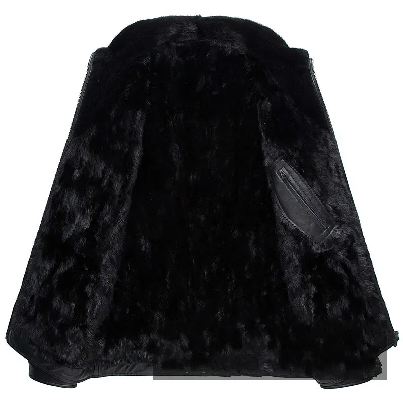 Genuine Leather Jacket Men Sheepskin Real Mink Fur Coat Plus Size Mens Winter Casaco SD9052 YY1141 | Мужская одежда