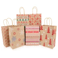 5pcs kraft paper gift bags snowflakes merry christmas candy cookie packaging bag boxes 2022 new year party kids favors