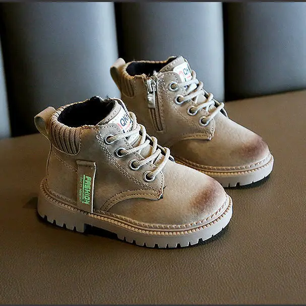 

Boys Short Boots 2020 Winter New Children's Cotton Shoes British Style Children's Leather Boots Children's Baby Martin Boots