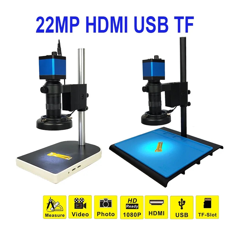 13MP HDMI VGA/22MP HD USB TF монокулярный микроскоп цифровая камера Объектив 56 светодиодный светильник большая стойка для верстака ремонт телефона пайка
