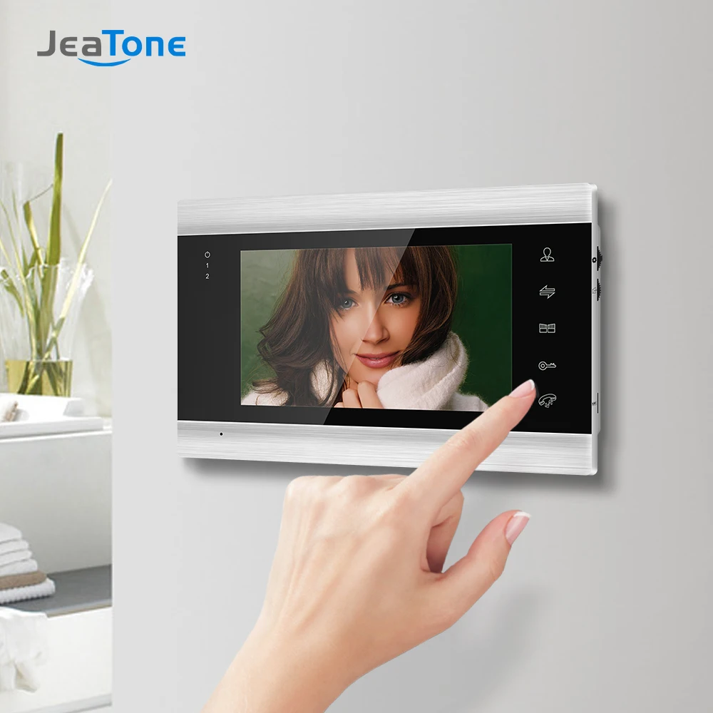 Jeatone 7 дюймов беспроводной Wifi смарт IP видео домофон система с 2 монитором ночного