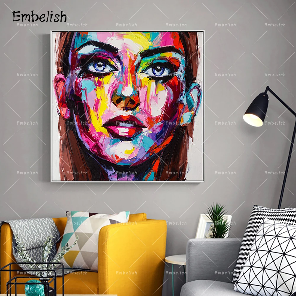 

Embelish 1 Pieces Nielly Knife Girls Portrait Oil Paintings On Canvas Modern Home Decor Pictures For Living Room Bedroom Poster