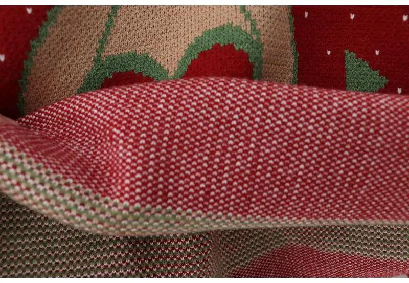 Осенне-зимний женский красный Рождественский свитер с круглым вырезом и