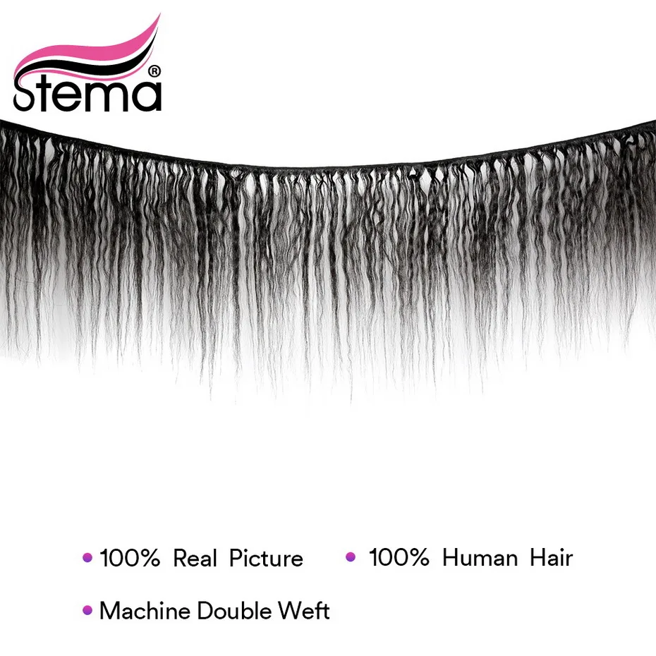 Stema бразильские кудрявые прямые человеческие волосы пучки волос с закрытием 3 шт.