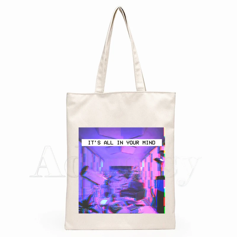 Женская тканевая сумка тоут Vaporwave Экологически чистая многоразовая Сумочка для