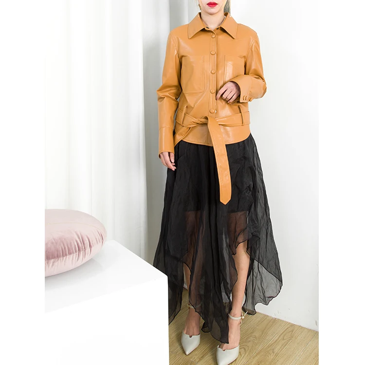 100% Женская куртка из натуральной кожи осенне-зимняя женская одежда 201 овечья