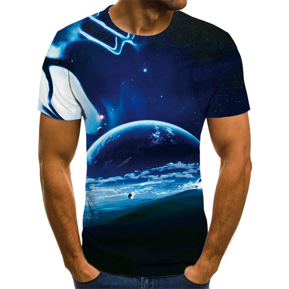 

Футболка мужская с принтом планеты и галактики, уличная одежда, топы, рубашка, летняя