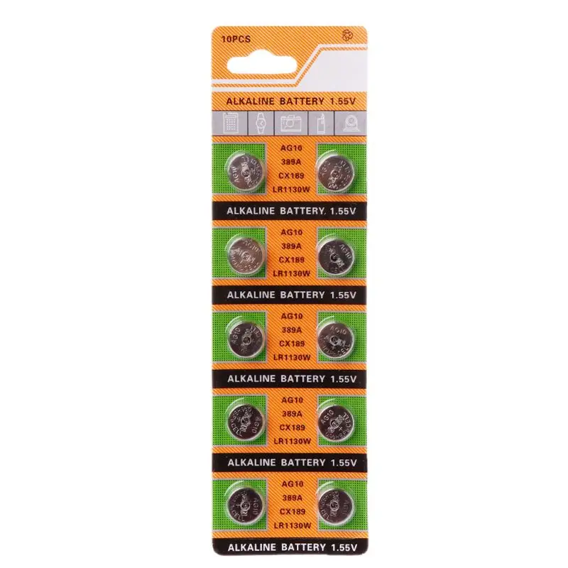 

10PCS Button Coin Cell Battery AG10 1.5V Watch Batteries SR54 389 189 LR1130 SR1130 Toys Control Remote