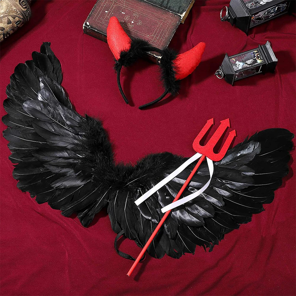 3 шт. набор головных уборов с рисунком дьявола пера крыла треугольника вилки