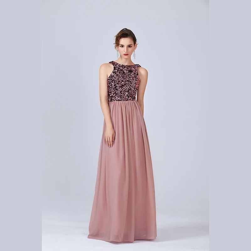 Женское вечернее платье с блестками, розовое коктейльное платье для выпускного вечера, элегантное платье для гостей свадьбы