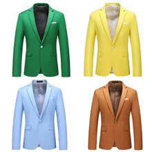 Blazer Slim pour homme, coupe décontractée, bleu, violet, rouge, bleu ciel, rose, marron, jaune, vert  (3)