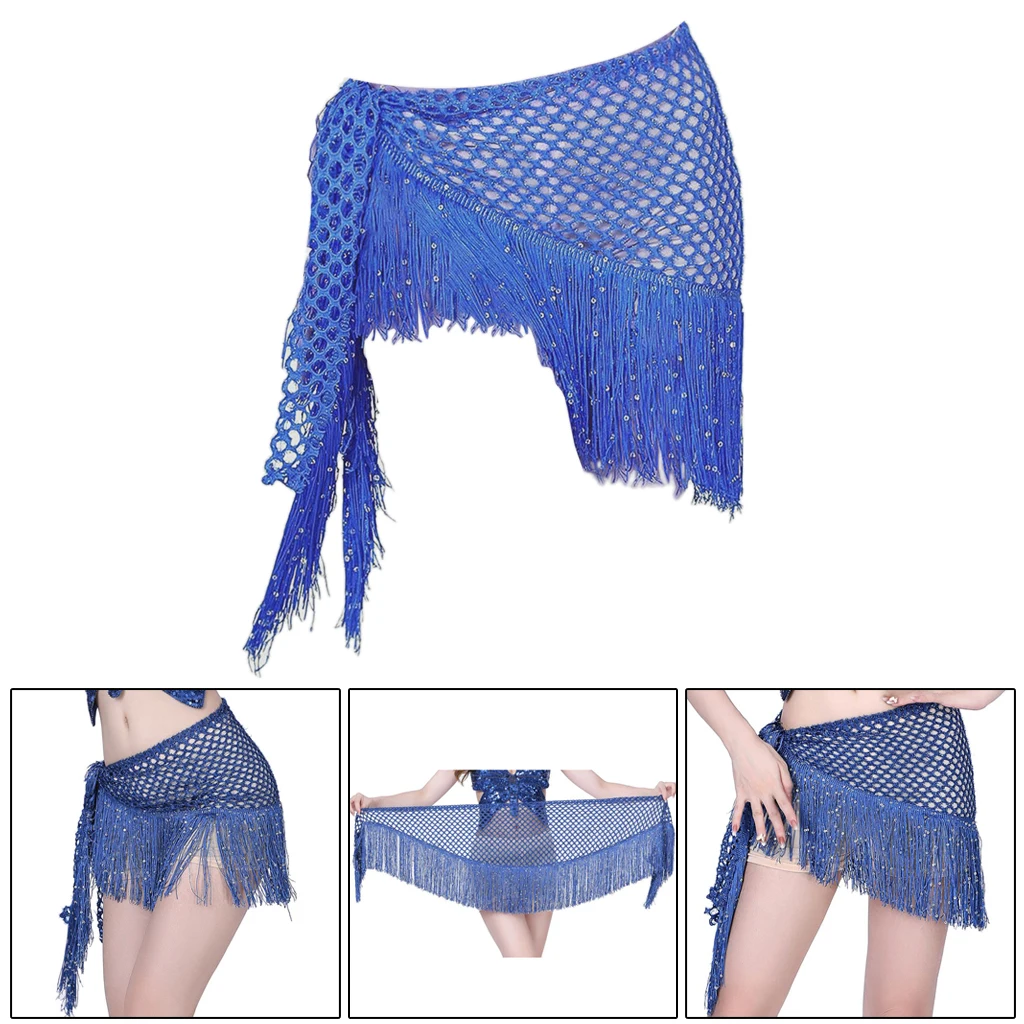 

Belly Dance Hip Scarf Mesh Waist Belt Wrap Skirt Performance Costumes with Tassels Waist Chain Belly Dancing Hip Belt