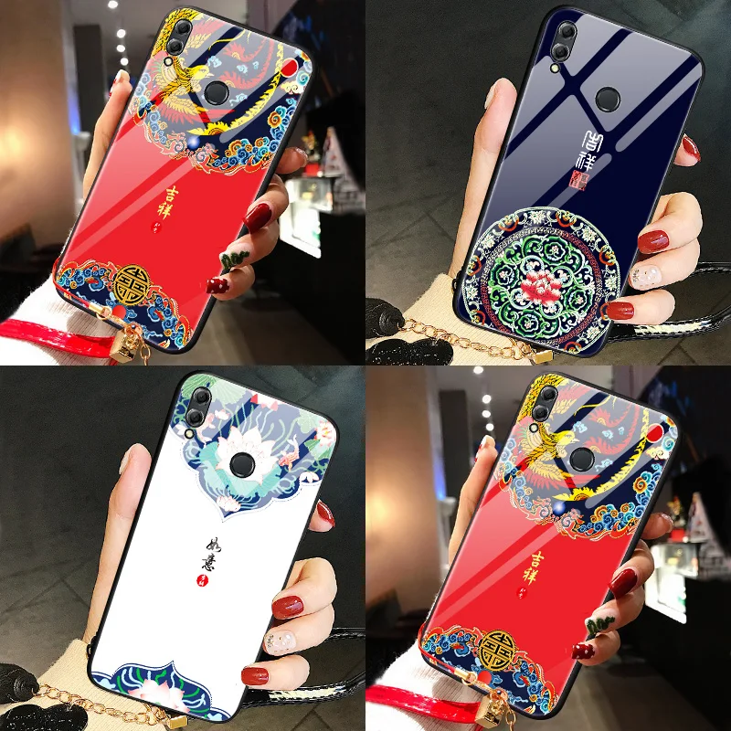 Роскошный чехол для huawei nova plus из закаленного стекла в китайском стиле