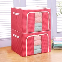 oxford cloth storage box portable transparent clothes organizer tidy pouch suitcase home storage boxes with steel frame