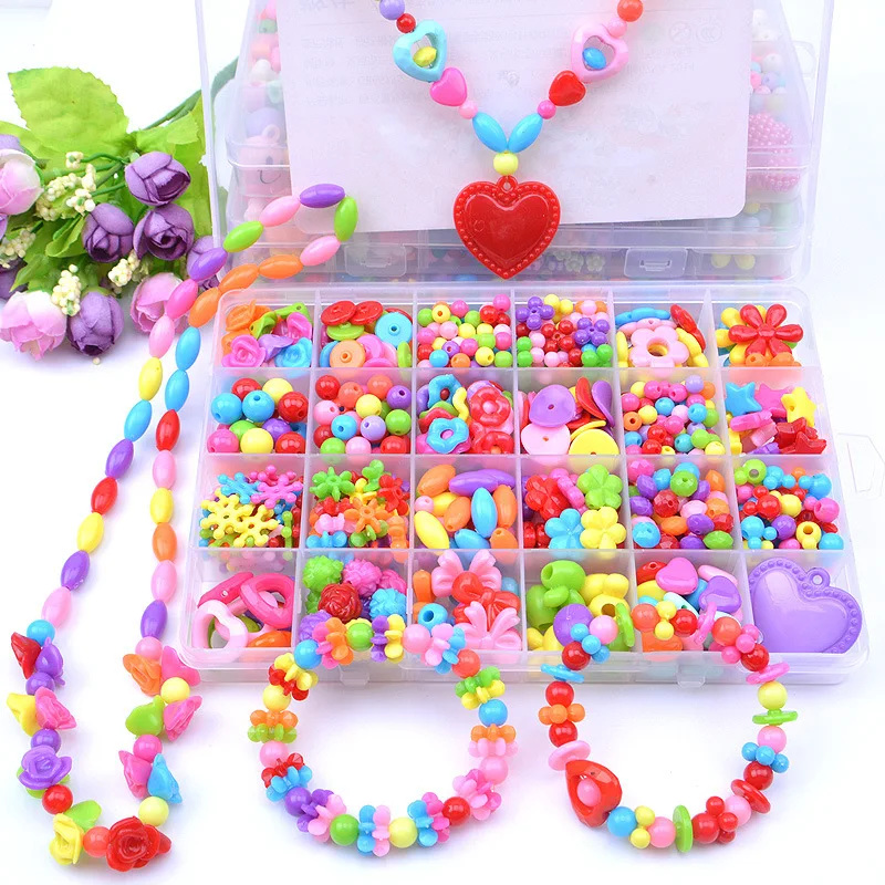 

DIY Handmade Beads Toys with Accessory Set Children Creative 24 Grid Girls Jewelry Making Toys Educational Toys Children Gifts