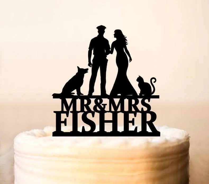 Полицейский офицер Свадебный Топпер для торта полицейский и невеста