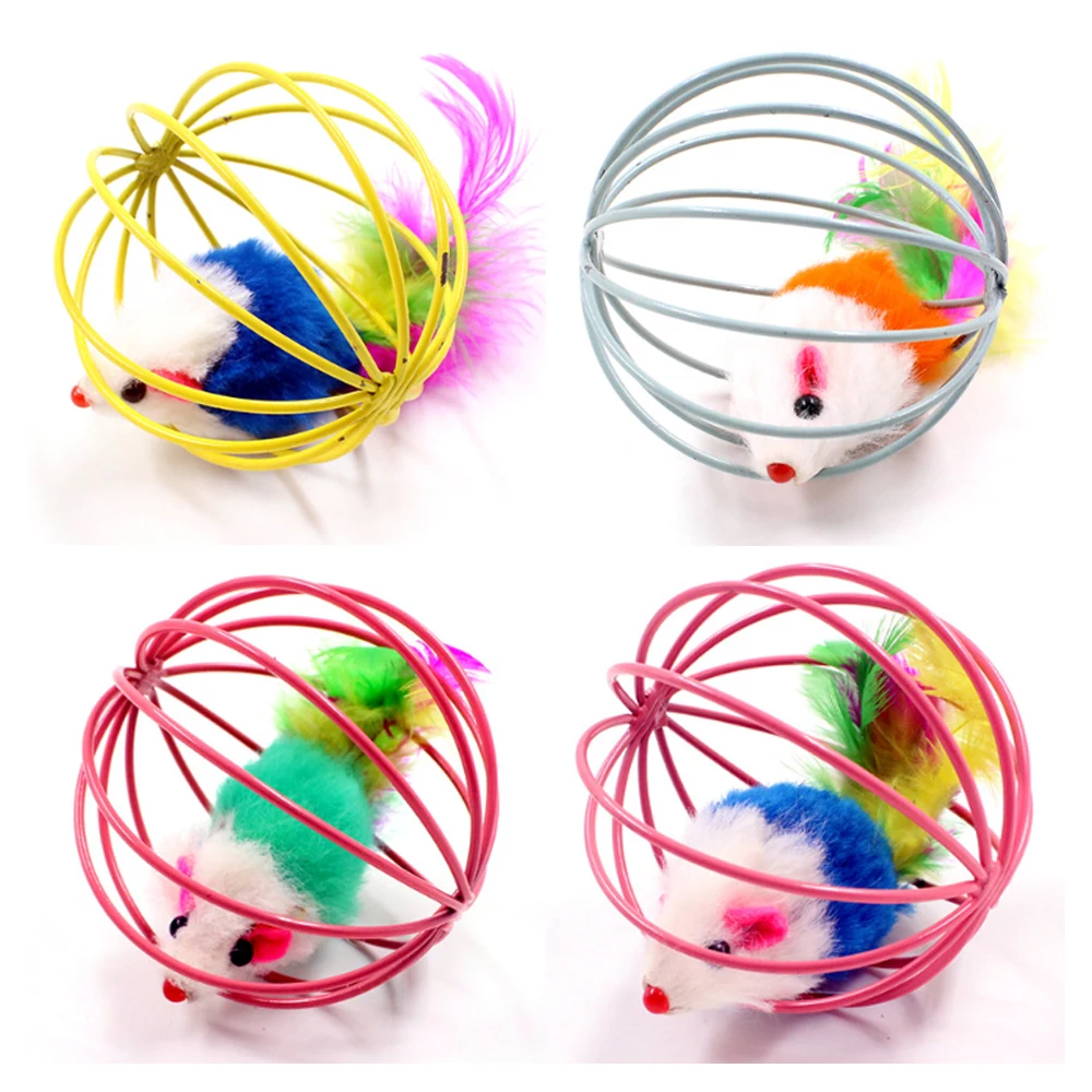 PAPASGIX HOT SALE Pet Mouse Toys in Cages Funny Cat Rabbit Toy Random Color | Дом и сад