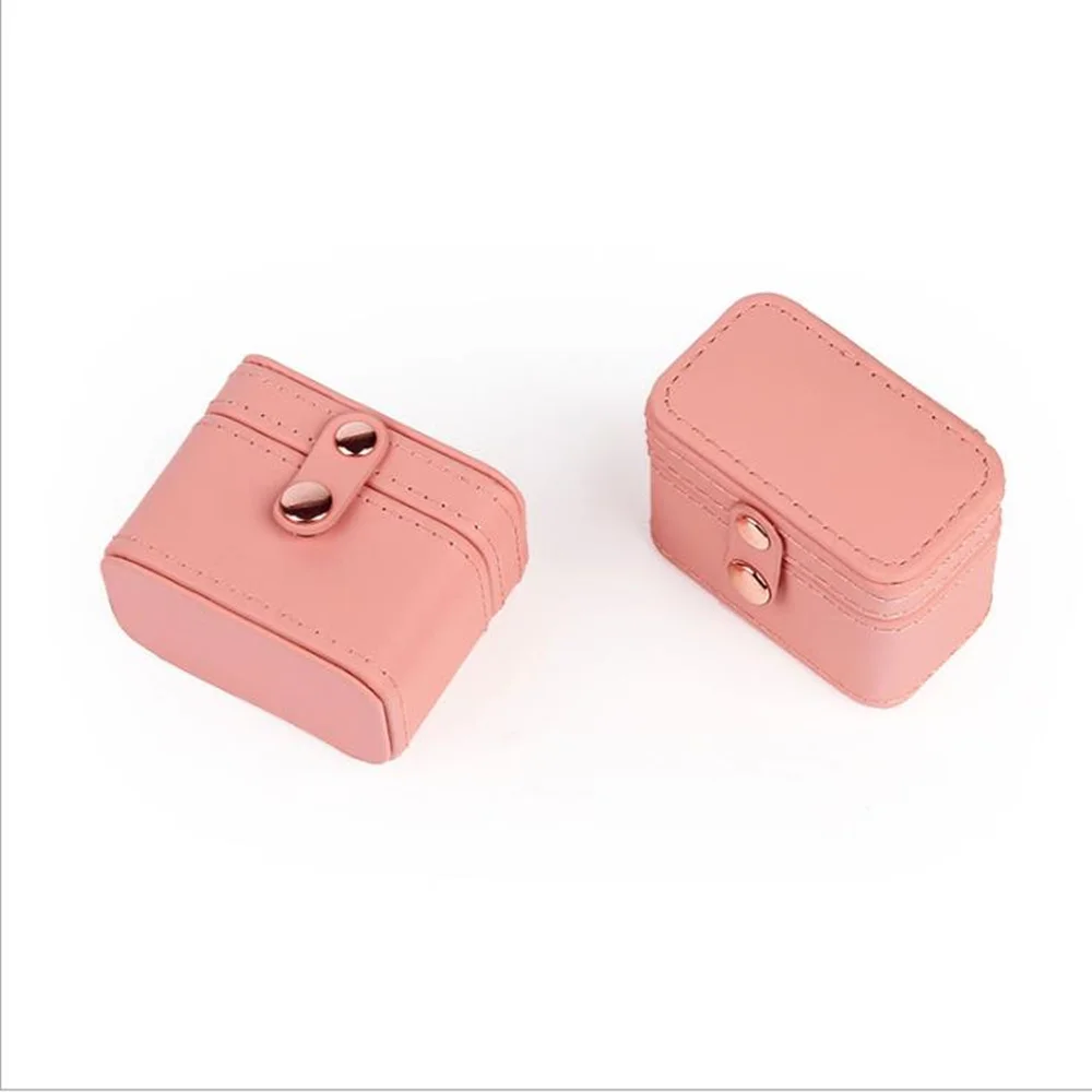 

New Mini Snap Jewelry Box Fashion PU Ring Pair Ring Earring Pendant Bangle Storage Organizer Packaging Case Trinket