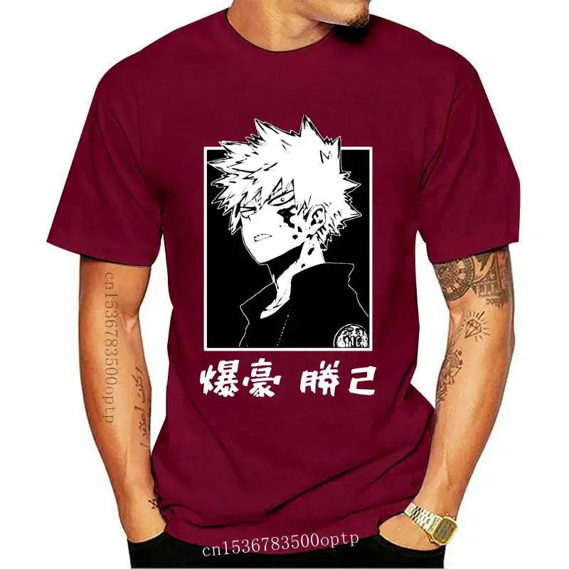 

Новинка футболка Kimetsu No Yaiba Красная футболка Katsuki Bakugo Kacchan Мужская модная хлопковая Футболка Аниме футболки Harajuku уличная одежда