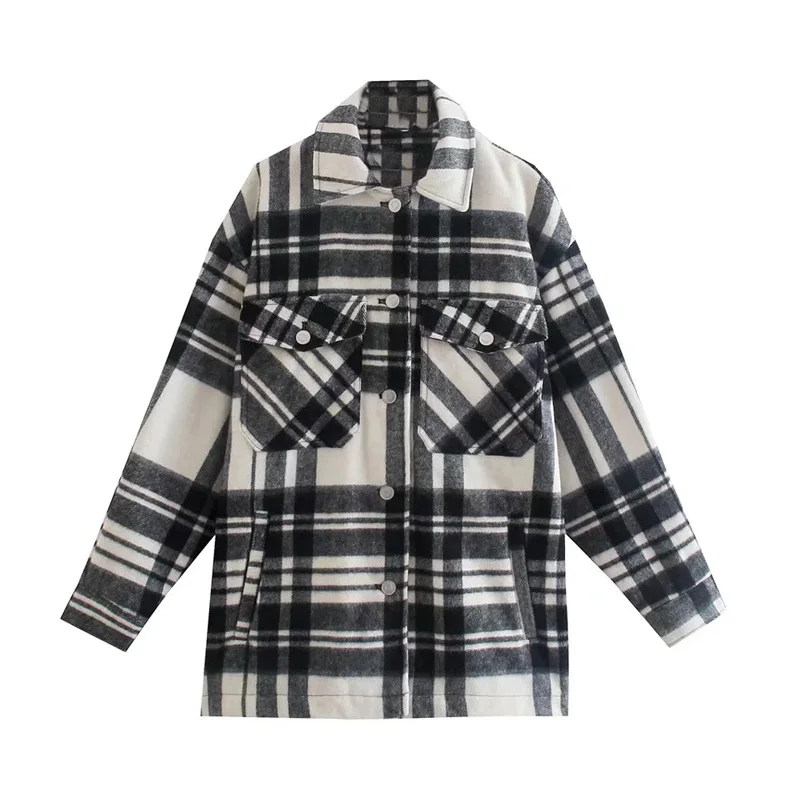 Пиджак женский в клетку с отложным воротником длинным рукавом осень 2021 | Женская