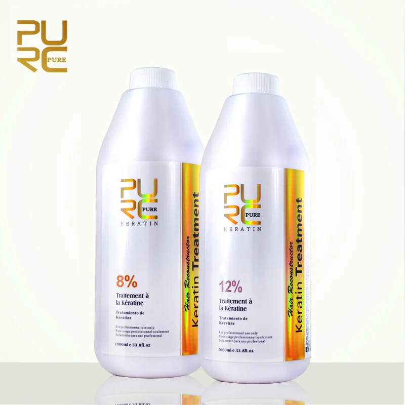 

2pcs PURC Brazilian Keratin Treatment straightening hair 8% Formaldehyde and 12% Formaldehyde straighten hair products PURE