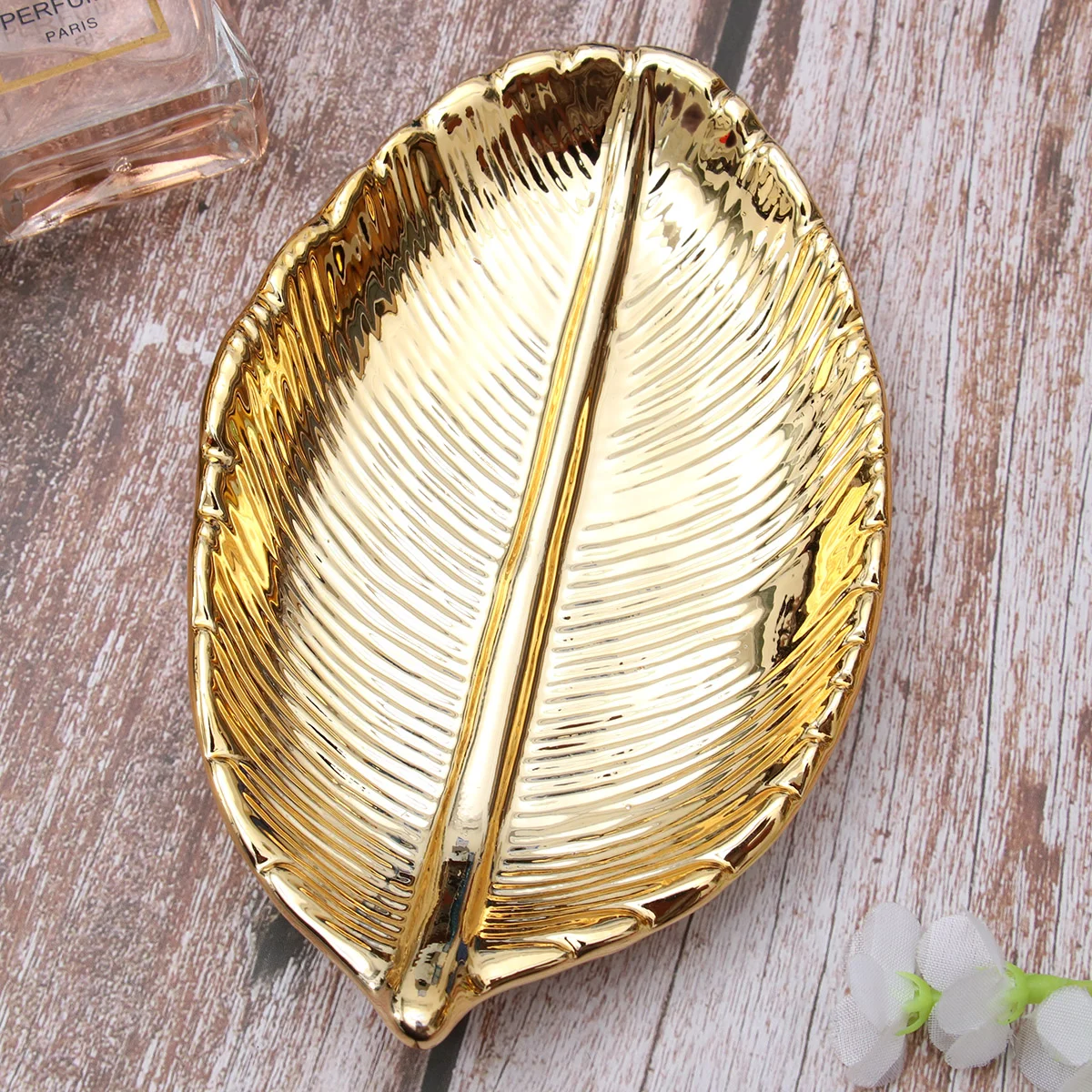 

Leaf Dish Ring Dish Holder for Jewelry Engagament Wedding Birthday Gifts (Gold)
