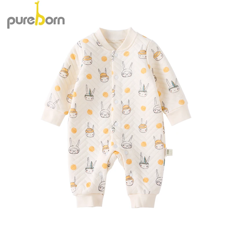 Pureborn/комбинезон для новорожденных Детский комбинезон с рисунком кролика Толстый