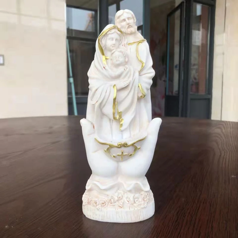 

Holy Family Statues Joseph Mary Baby Vintage Color With Gold Christian Plaques Catholic Nativity Figures Church Gift Home Dexo