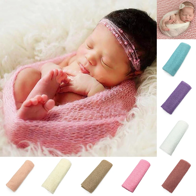 Accesorios de envoltura para beb&eacute;, mantas de reci&eacute;n nacido, accesorios para fotos de beb&eacute;, mantas suaves de Color s&oacute;lido, fotograf&iacute;a para ni&ntilde;os peque&ntilde;os-2