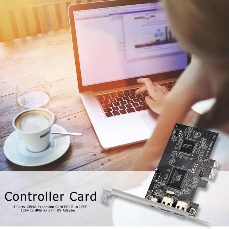 3 порта 1394A карта расширения PCI E 1X к IEEE 1394 DV видео адаптер 1x 4Pin 2x 6Pin контроллер для