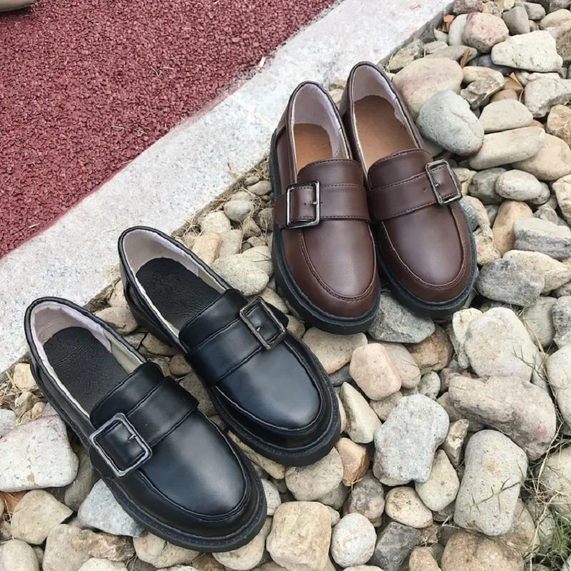 Новинка 2019 Корейская версия дикой ретро-обуви на плоской подошве женские туфли в