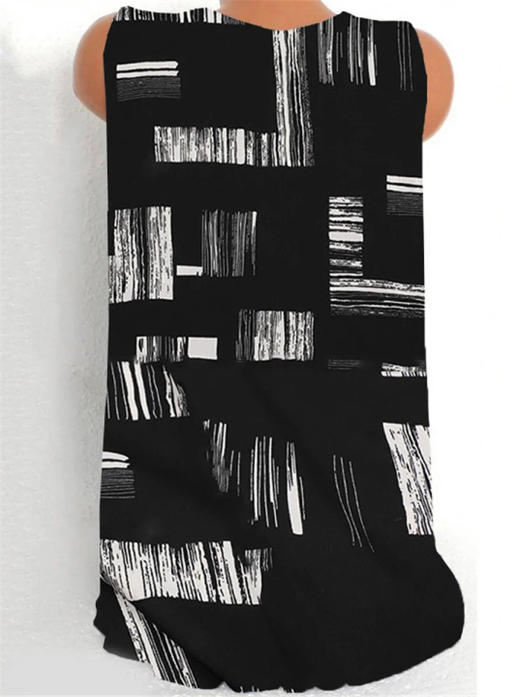 Женская футболка с принтом Повседневная без рукавов v образным вырезом большие