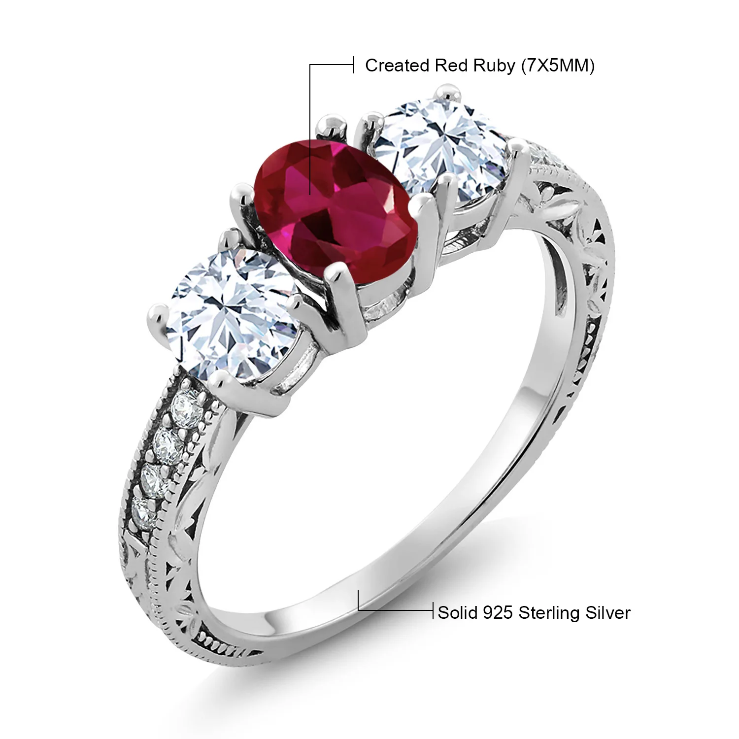 GemStoneKing 2 52 Ct ОВАЛЬНЫЙ красный создан рубиновое женское кольцо твердое 925 пробы