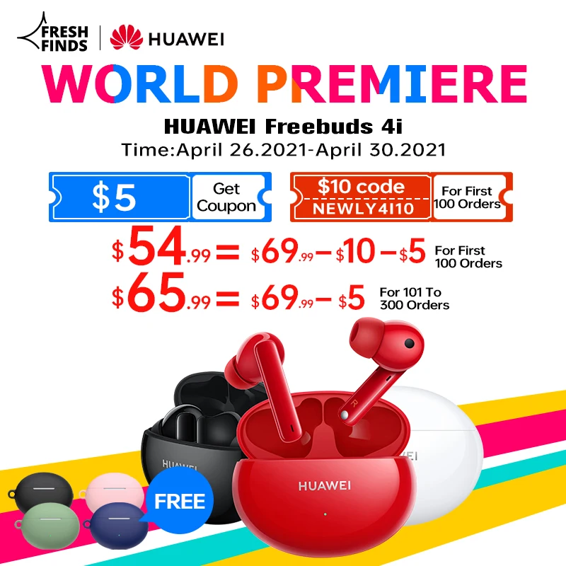 

[World Premiere] Global Version Huawei FreeBuds 4i 4 i Wireless Headphone Active Noise Call Reduction Bluetooth 5.2 Earphones