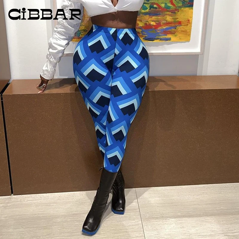 

CIBBAR Aesthetic Plaid Print Skinny Legging Pants Women Autumn New Elastic High Waist Vintage Fashion Female Trousers Streetwear